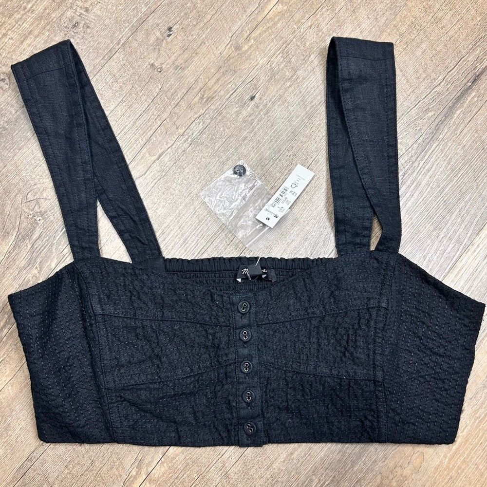 NEW Madewell Linen Sweetheart Bralette 6 Smocked Neutral Minimalist Festival - Picture 2 of 11
